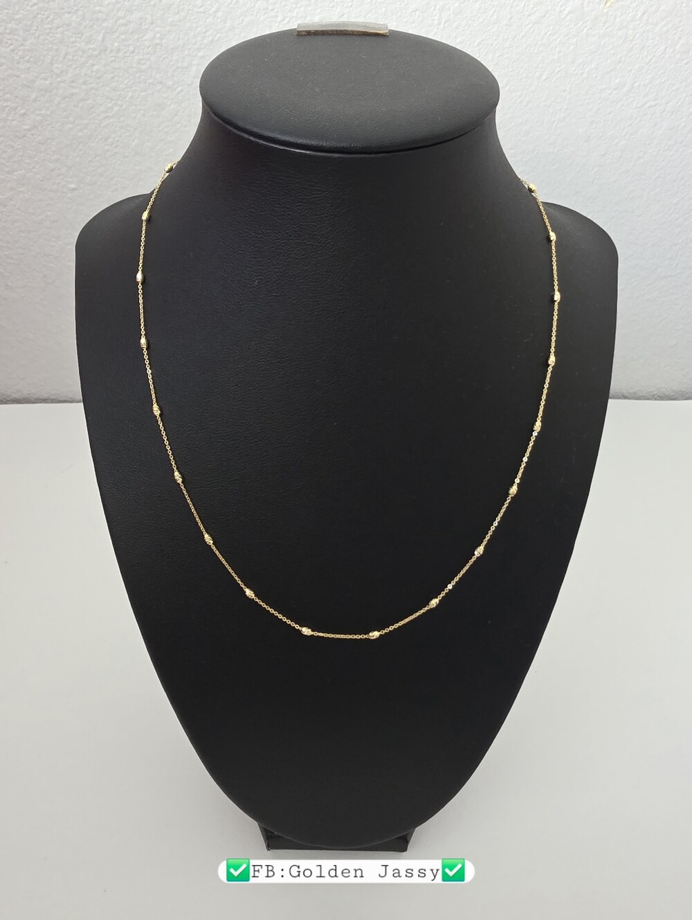 18K Real Gold Station Necklace 17.75"